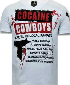 T-shirt Heren - Los Jefes De Narcos - Wit