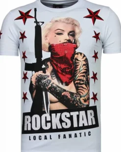 T-shirt Heren - Marilyn Rockstar - Wit