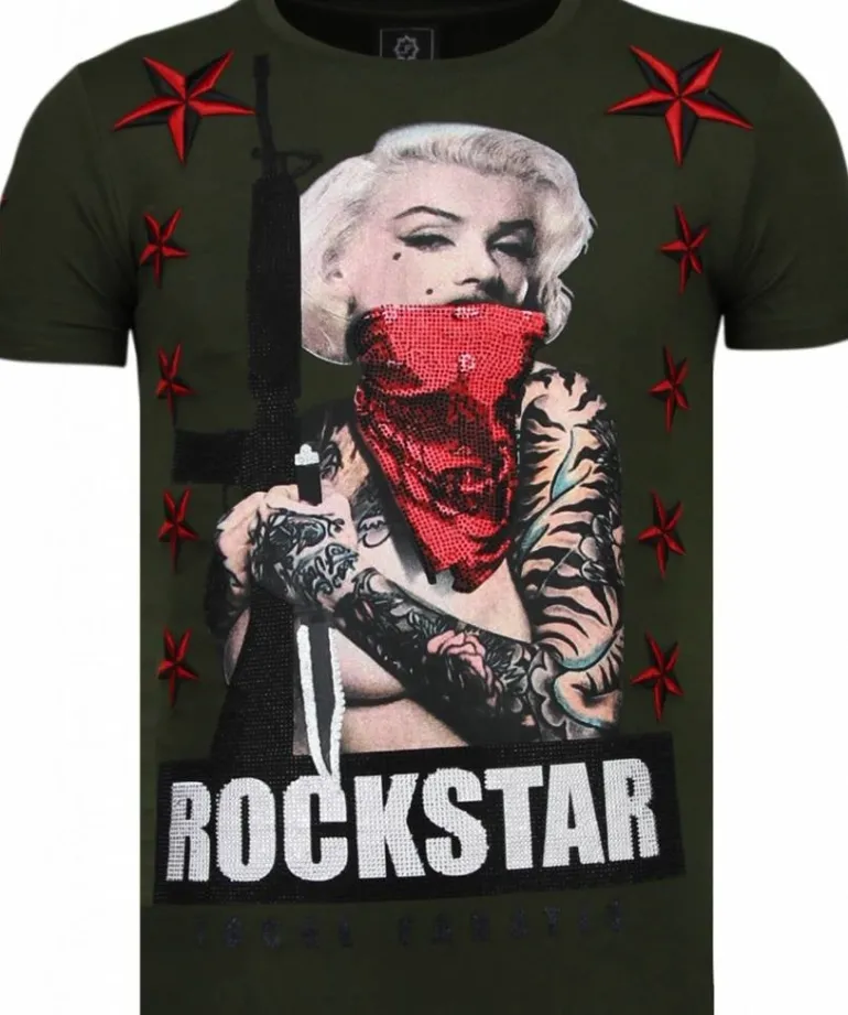 T-shirt Heren - Marilyn Rockstar - Groen
