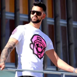 T-shirt Heren - Mario Neon - Wit