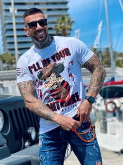 T-shirt Heren - Mickey Krueger - Wit