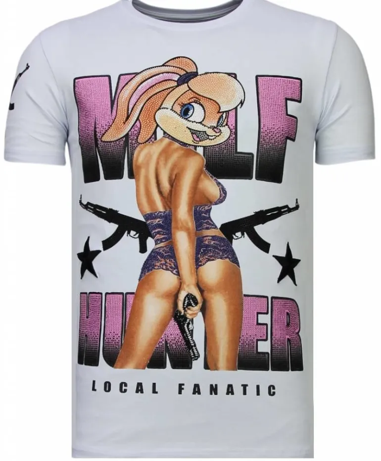 T-shirt Heren - Milf Hunter - Wit