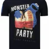 T-shirt Heren - Monster Party - Blauw