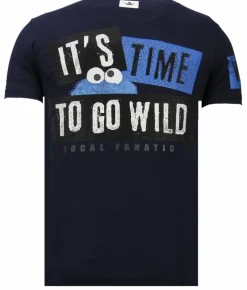 T-shirt Heren - Monster Party - Blauw