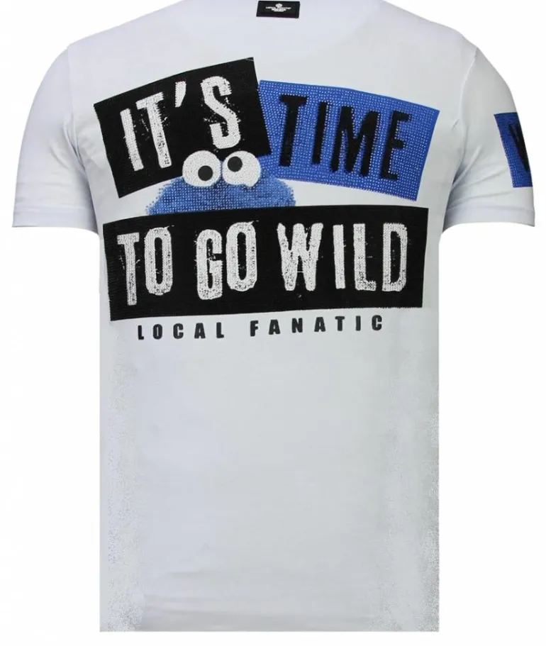 T-shirt Heren - Monster Party - Wit