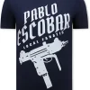 T-shirt Heren - Pablo Escobar Uzi - Blauw