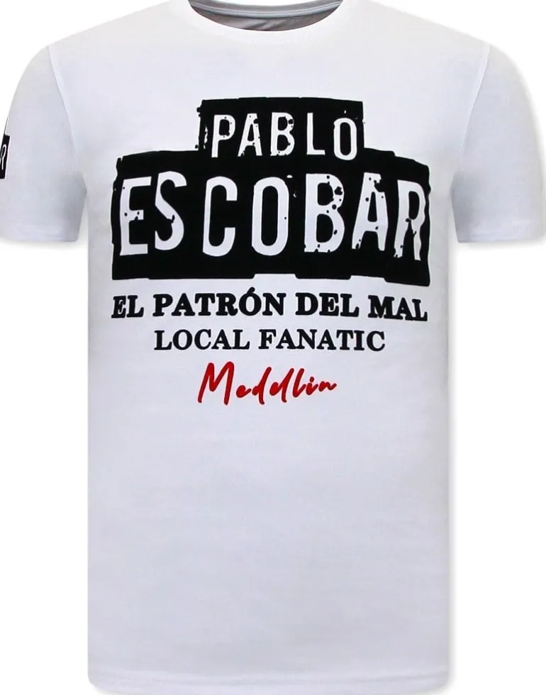 T-shirt Heren - Pablo Escobar - Wit