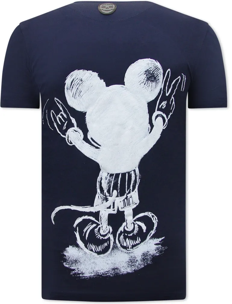 T-shirt Heren - Peace Cartoon - Blauw