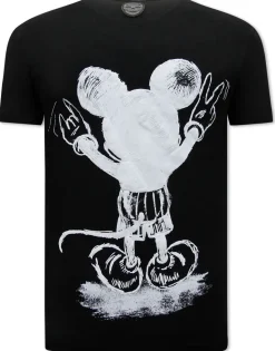 T-shirt Heren - Peace Cartoon - Zwart