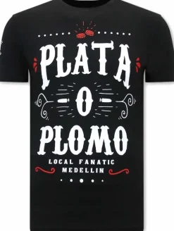T-shirt Heren - Plata O Plomo - Zwart