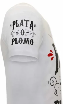 T-shirt Heren - Plata O Plomo - Wit