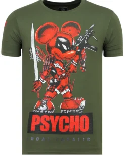 T-shirt Heren - Psycho Mouse - Groen