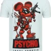 T-shirt Heren - Psycho Mouse - Wit
