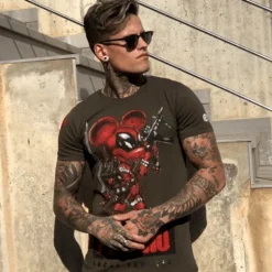 T-shirt Heren - Psycho Mouse - Groen