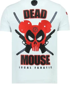 T-shirt Heren - Psycho Mouse - Wit