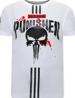 T-shirt Heren - Punisher - Wit