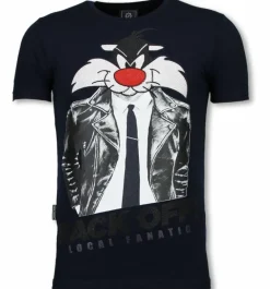 T-shirt Heren - Pussy Cat - Blauw