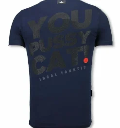 T-shirt Heren - Pussy Cat - Blauw