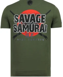 T-shirt Heren - Savage Samurai - Groen