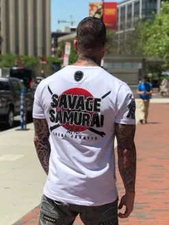 T-shirt Heren - Savage Samurai - Wit