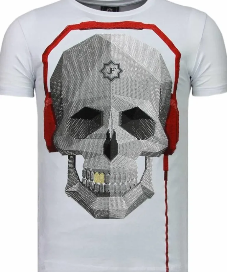 T-shirt Heren - Skull Beat - Wit