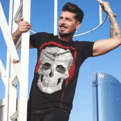 T-shirt Heren - Skull Beat - Zwart