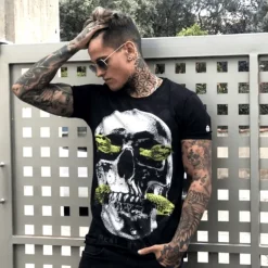 T-shirt Heren - Skull Snake - Zwart