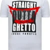 T-shirt Heren - Straight Outta Ghetto - Wit