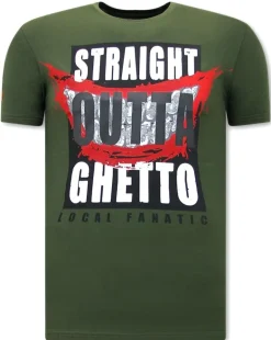 T-shirt Heren - Straight Outta Ghetto - Groen