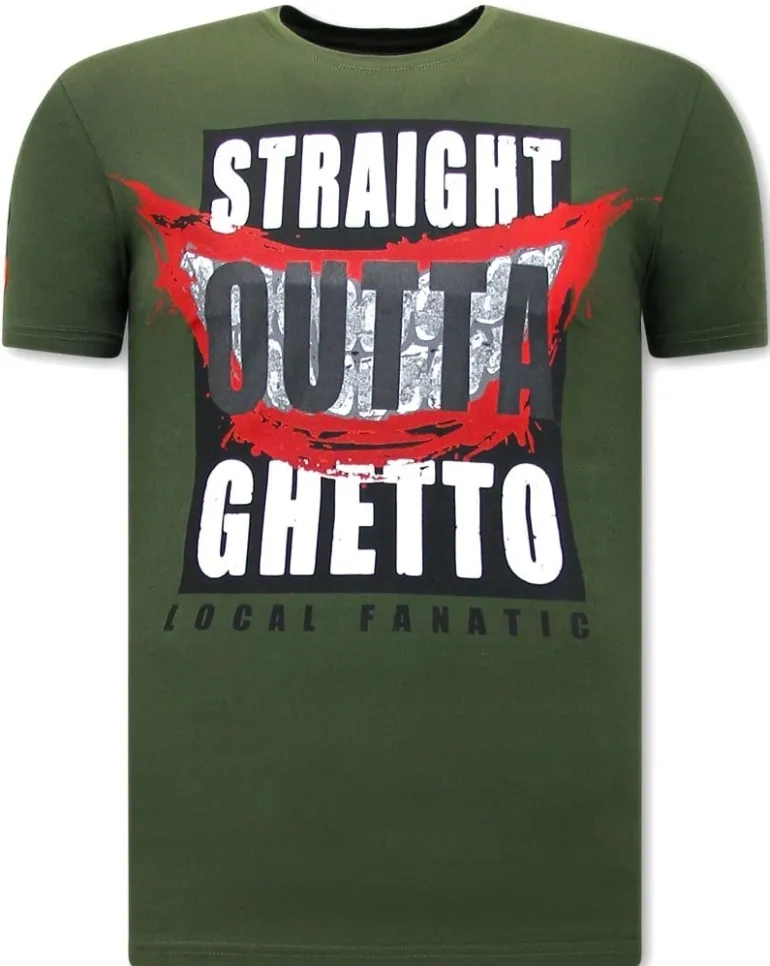 T-shirt Heren - Straight Outta Ghetto - Groen