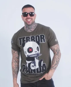 T-shirt Heren - Terror Panda - Groen