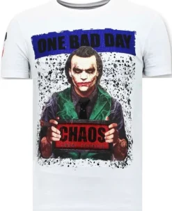 T-shirt Heren - The Joker Chaos - Wit