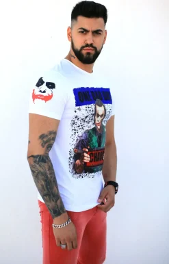 T-shirt Heren - The Joker Chaos - Wit