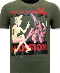 T-shirt Heren - The Playtoy Mansion - Groen
