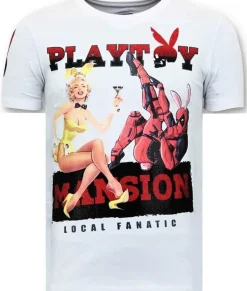 T-shirt Heren - The Playtoy Mansion - Wit
