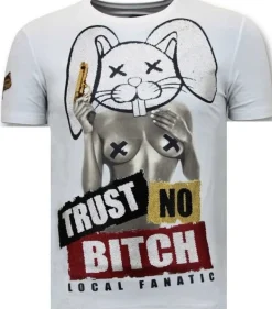 T-shirt Heren - Trust No Bitch - Wit