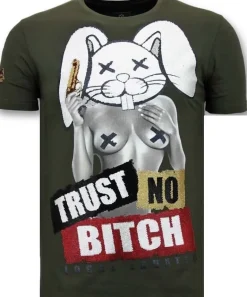 T-shirt Heren - Trust No Bitch - Groen