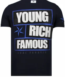 T-shirt Heren - Young Rich Famous - Blauw