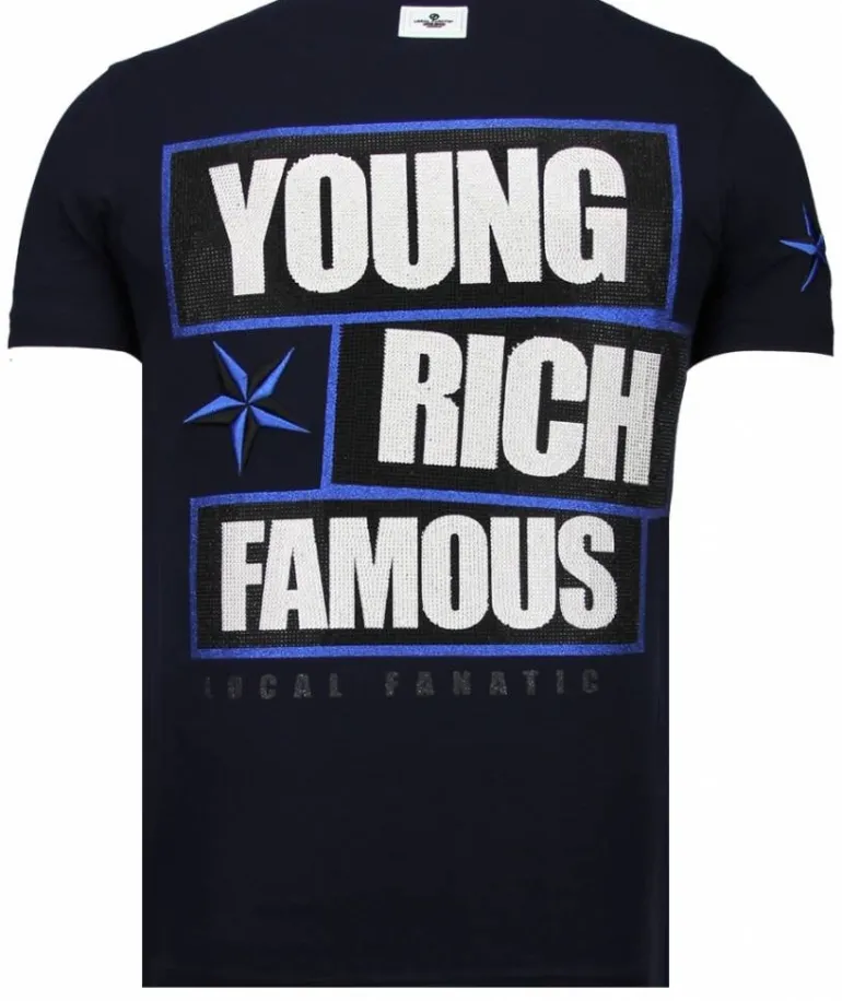 T-shirt Heren - Young Rich Famous - Blauw
