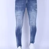 Washed Torn Jeans Heren - Slim Fit -1095- Blauw